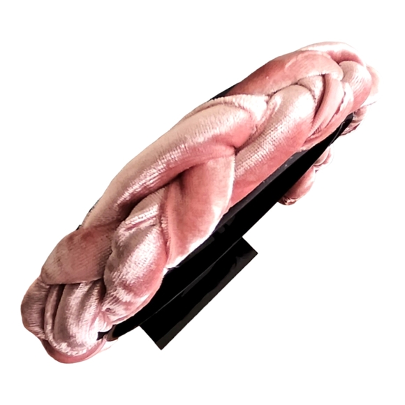 Just-Jen Rose Gold Pink Fashion Braided Black Satin Hair Accessory Headband NWT - Picture 10 of 10